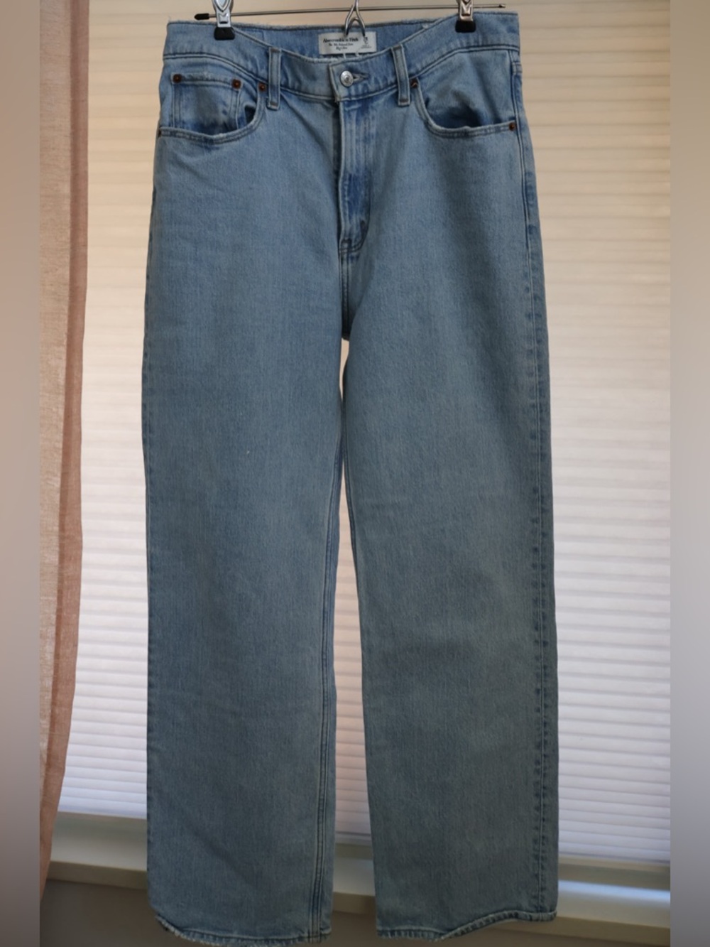 Abercrombie High Waisted Light Wash Straight Leg Jeans